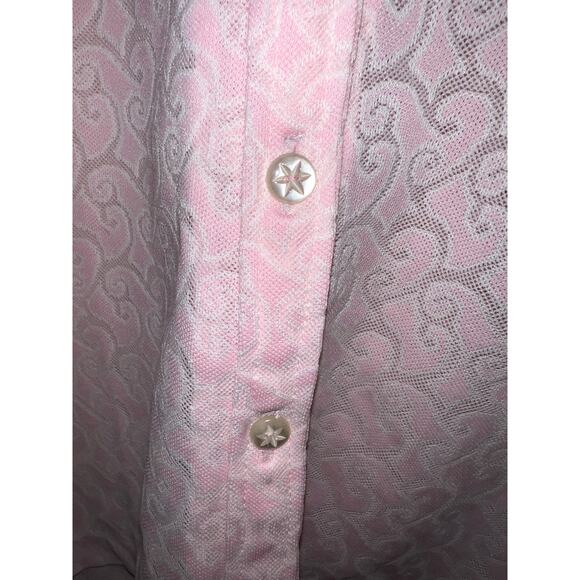 Vintage 70's Shirt Womens Small Pointed Disco Collar Burnout Polyester Button Up - Picture 5 of 9